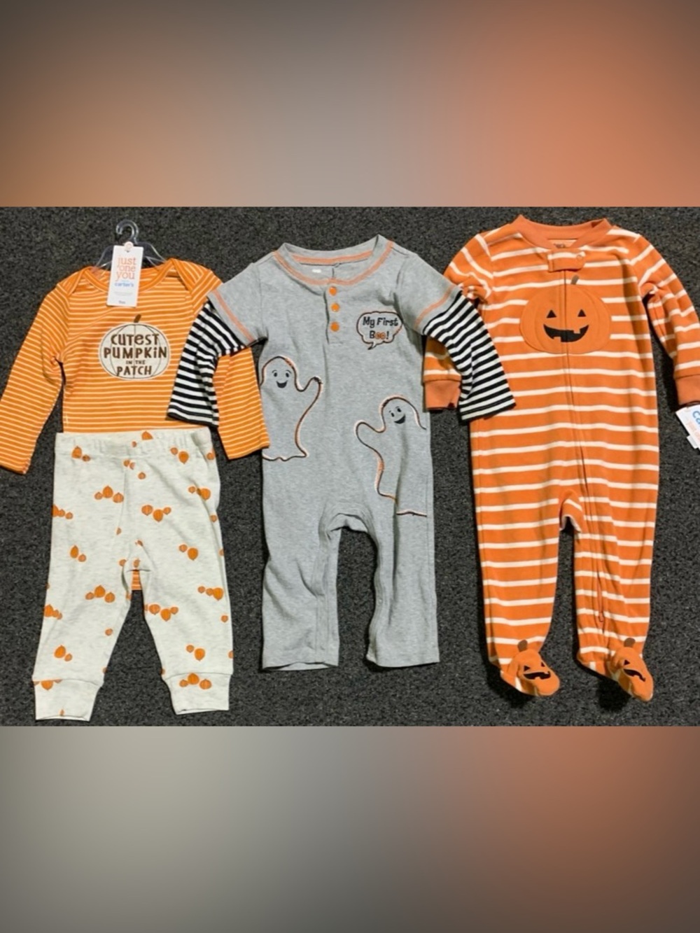 Bundle of boy 9 month Halloween pumpkin apparel 

New Carters Cutest pum